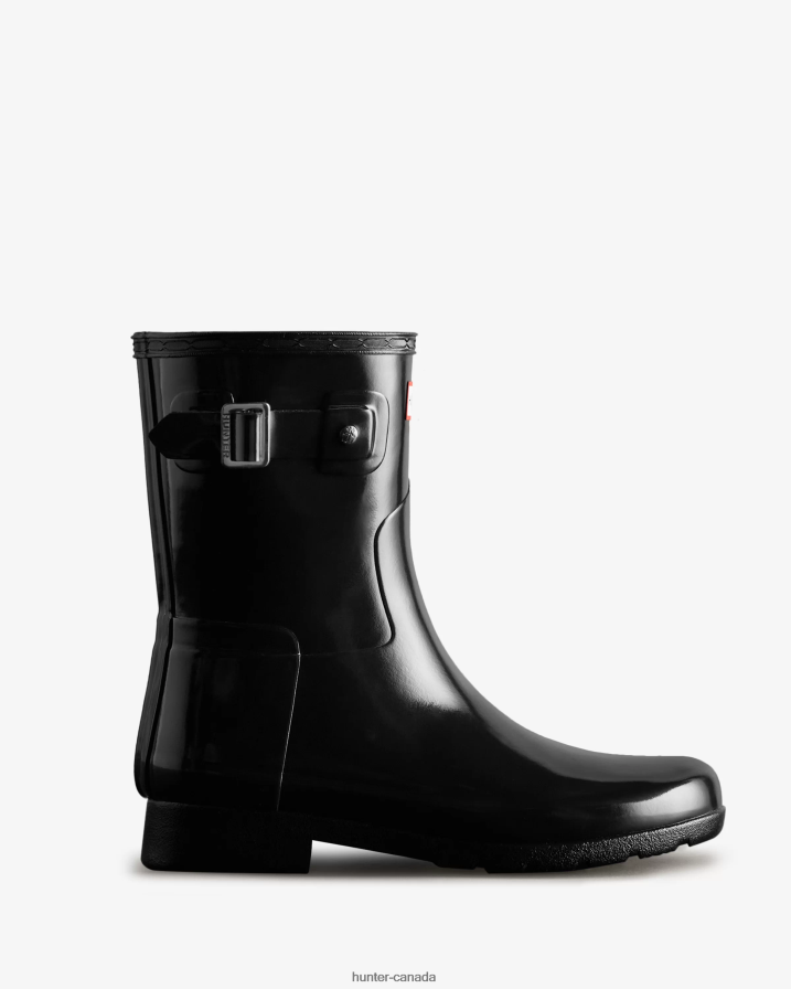 208Z2Z178 Hunter Canada - Hunter Women Refined Slim Fit Short Gloss Rain Boot Black