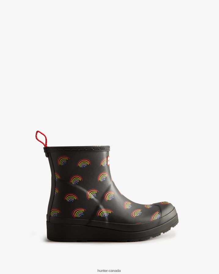 208Z2Z179 Hunter Boots Sale - Hunter Women Play Short Mini Rainbow Rain Boots Mini Rainbow Print