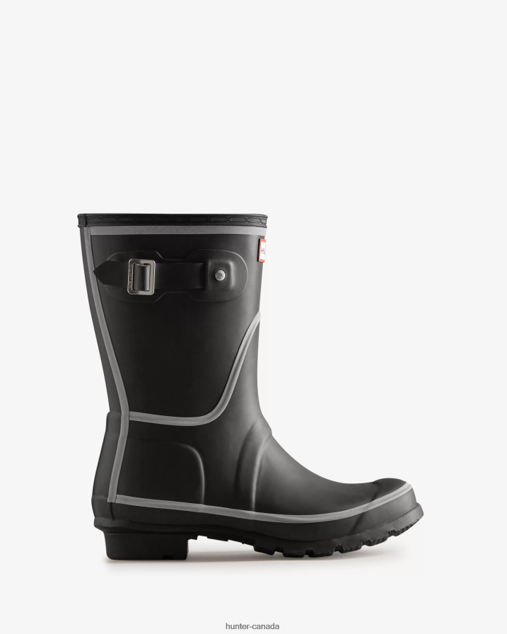 208Z2Z181 Hunter Boots - Hunter Women Reflective Outline Short Rain Boots Black