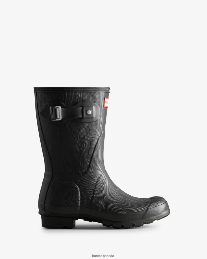 208Z2Z182 Hunter Canada - Hunter Women Erosion Texture Short Rain Boots Erosion Texture Black