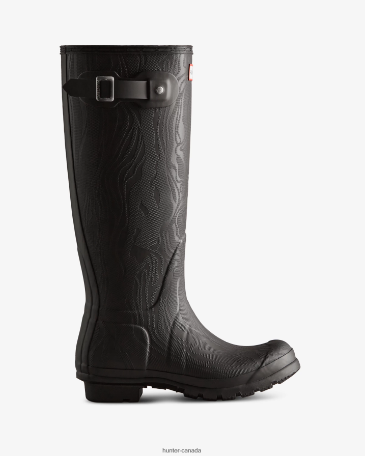 208Z2Z198 Hunter Canada - Hunter Women Erosion Texture Tall Rain Boots Erosion Texture Black