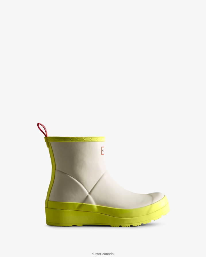 208Z2Z35 Hunter Boots Sale - Hunter Women Play Short Rain Boots Shaded White/Zesty Yellow