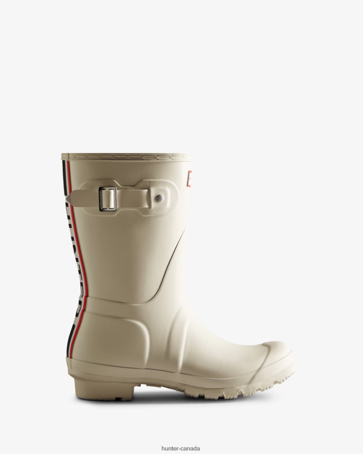 208Z2Z3 Hunter Boots Sale - Hunter Women Tri-Colour Logo Backstrap Short Rain Boots White Willow
