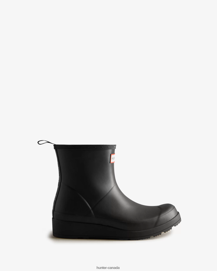 208Z2Z48 Hunter Outlet - Hunter Women Play Short Backstrap Rain Boots Black/White