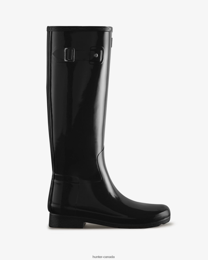 208Z2Z97 Hunter Boots - Hunter Women Refined Slim Fit Tall Gloss Rain Boots Black