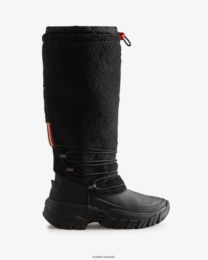 208Z2Z208 Hunter Outlet - Hunter Women Wanderer Vegan Shearling Insulated Tall Snow Boots Black