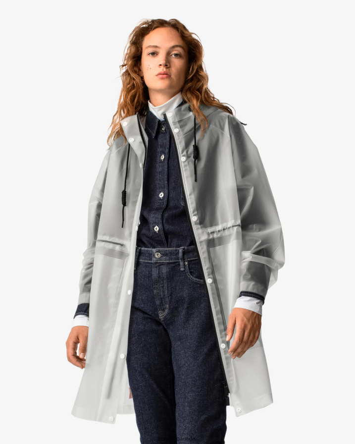 208Z2Z340 Hunter Outlet - Hunter Women Play Transparent Vinyl Waterproof Parka White