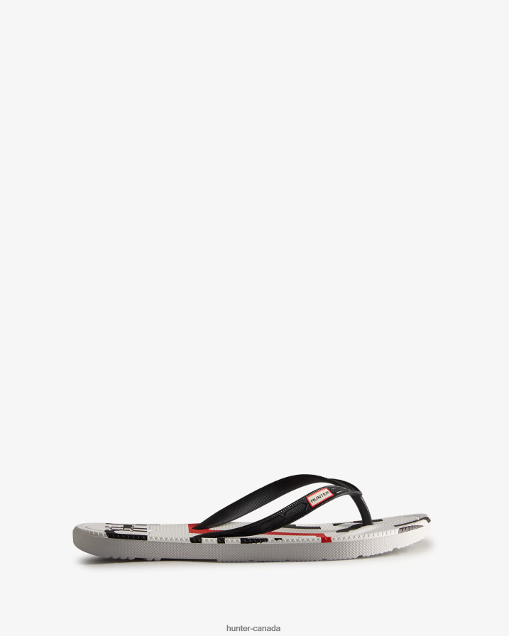 208Z2Z283 Hunter Boots Sale - Hunter Women Exploded Logo Flip Flops Black